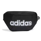 Riñonera Adidas color negro con logo blanco estampado en el frente.
