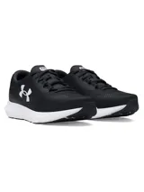 Zapatillas de running Under Armour Charged Rogue 4 para mujer, color blanco con detalles en gris y azul.