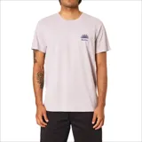 Remera de manga corta color lila claro con cuello redondo y un pequeño estampado frontal de una palmera estilizada con la palabra "Katin" debajo.