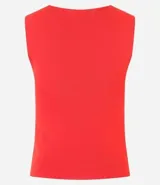 Blusa cropped naranja de punto con escote cuadrado y bretel ancho.