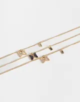 Set de tres collares plateados con dije de mariposa con strass y dije BFF.