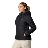 Campera Columbia Delta Ridge II para mujer, color azul marino, con capucha y cierre frontal. Cuenta con tecnología termorreflectante Omni-Heat™ y HeatSeal™ para mantener el calor, y Omni-Shield™ para repeler la humedad.