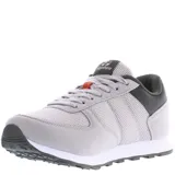 Championes Topper modelo T 350 Mesh, color gris con detalles en verde oliva, confeccionados en malla y gamuza, con cordones y suela blanca.