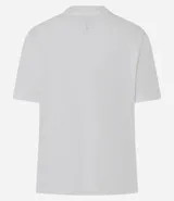 Remera blanca de algodón pima con cuello redondo y mangas cortas.