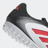 Championes Adidas Copa Pure 3 Club TF para hombre, color blanco con detalles en negro y rojo.