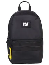 Mochila unisex Cat Gobi Light negra, con logo blanco en el frente y detalles en amarillo. Cuenta con un compartimento principal con cremallera, un bolsillo interior acolchado para el portátil, trabillas frontales para sujetar accesorios y bolsillos laterales planos.