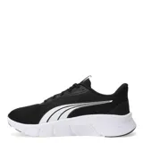 Championes Puma Flex Focus Lite Modern de malla negra con detalles blancos, cordones negros y suela blanca.