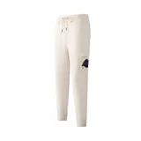 Pantalón de jogging color crema con puños ajustados, cintura elástica con cordón y logo de Los Angeles Lakers en el bolsillo lateral.