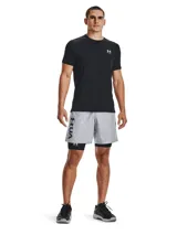 Calza corta de compresión Under Armour HeatGear color gris con cintura elástica con logo.