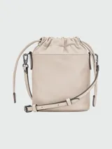 Bandolera Longchamp Le Pliage Xtra XS de cuero color tostado, con correa fina ajustable y cierre con cordón ajustable.