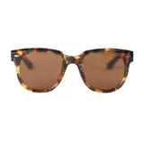 Lentes de sol negros con montura cuadrada y detalles metálicos dorados en las esquinas.