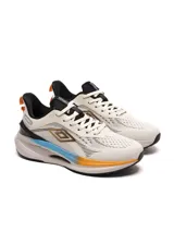 Championes de running Umbro Infinity, color negro con detalles en gris y rojo.