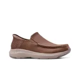 Zapato casual Skechers Slip-Ins Relaxed Fit: Parson - Oswin color marrón. Diseñado con Heel Pillow, capellada de cuero, plantilla Skechers Air-Cooled Memory Foam y amortiguación Goga Mat Arch.