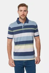 Remera polo de hombre a rayas horizontales en jersey de algodón. Con botones personalizados y logo bordado en el pecho.