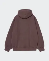 Buzo hoodie Carhartt modelo Vista, color violeta con efecto lavado, confeccionado en algodón. Presenta capucha con cordón ajustable, bolsillo tipo canguro y logo bordado en el pecho.