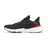 Championes Puma PWRFRAME de hombre, color negro con detalles en naranja y blanco.