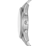 Reloj Emporio Armani modelo AR11581, con caja y pulsera de acero inoxidable plateado, esfera verde sunray, subesferas plateadas y cristal mineral. Resistente al agua hasta 50 metros.