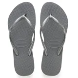 Sandalias Havaianas Slim color amarillo, con suela texturizada y tiras finas con el logo de la marca en relieve.