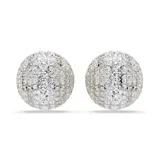 Aros de clip Swarovski Sublima, con forma de cúpula y cristales blancos pavé engarzados sobre base bañada en rodio.