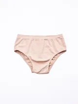 Bombacha de tiro alto, color beige claro, sin costuras (seamless) y con textura sutil.