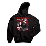 Canguro negro con capucha y estampado de la película Scream.
