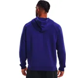 Campera con capucha Under Armour Rival Fleece FZ para hombre, color azul con logo pequeño en el pecho. Confeccionada en forro polar de mezcla de algodón de peso medio con interior cepillado, capucha cruzada ajustable, bolsillo delantero tipo canguro, puños y dobladillo acanalados.