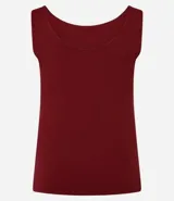 Musculosa azul marino de poliamida con escote en U y breteles anchos.