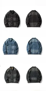 Campera de jean de color azul claro con efecto gastado y roturas. Presenta cuello, cierre frontal de botones, dos bolsillos con solapa en el pecho y bolsillos laterales a la altura de la cintura.