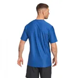 Remera deportiva Adidas Essentials Stretch de hombre, color azul con textura jaspeada y logo de la marca en el pecho.