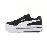 Zapatillas Puma Court Classic Vultc FS Platform para mujer, color negro con detalles en blanco y suela de plataforma blanca con líneas negras.