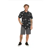 Bermuda gris de corte recto, con bolsillos laterales amplios y detalles utilitarios.