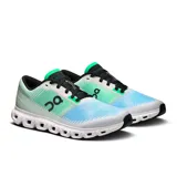 Championes de running Cloud 6 Push, color blanco con detalles en celeste, verde y negro.