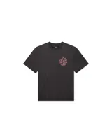 Remera gris de manga corta con cuello redondo y estampado en el pecho con el logo de Deus Ex Machina y la frase "Custom Boards".