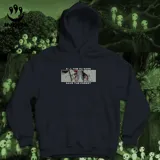 Buzo hoodie negro con estampado de personajes de la película La Princesa Mononoke de Studio Ghibli.