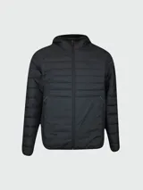Campera negra acolchada con capucha, marca BOSS.
