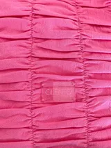 Bolso tipo tote color fucsia, 100% algodón, con diseño drapeado, moña fija y grifa de acrílico Cilento.