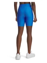 Calza corta de ciclismo Under Armour Tech Bike Short, color azul eléctrico, con cintura alta y logo estampado en la pierna izquierda.