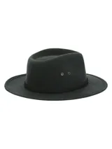 Sombrero RKF Sheffield de canvas engrasado color negro, resistente al agua, con forro interior de algodón orgánico y cinta trenzada alrededor de la copa.