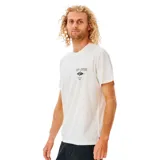 Remera blanca de manga corta con logo de Rip Curl estampado en el pecho.