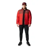 Campera puffer Columbia Powder Lite II para hombre, color rojo con canesú marrón. Cuenta con tecnología termorreflectiva Omni-Heat™ y tratamiento repelente al agua Omni-Shield™.