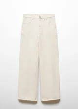 Pantalón de jean color crudo, de corte wide leg y tiro bajo.