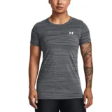 Remera Under Armour Tech Twist de mujer, color rosa jaspeado, de corte entallado, con mangas cortas y cuello en V.