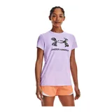 Remera deportiva Under Armour color fucsia con logo blanco estampado en el frente.