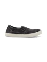 Zapatillas slip-on azules de algodón orgánico con suela de caucho natural.