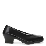 Zapato de mujer negro, con diseño ocupacional y tacón bajo, ideal para trabajos que requieren comodidad.