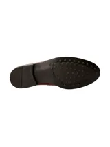 Mocasín italiano de cuero negro, con plantilla de cuero y suela de goma.