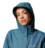 Campera impermeable Columbia Arcadia II para mujer, color azul petróleo. Confeccionada con tecnología Omni-Tech™ impermeable y transpirable con costuras totalmente selladas. Cuenta con capucha ajustable para tormentas, dobladillo ajustable con cordón, bolsillos con cremallera y se puede guardar en el bolsillo.