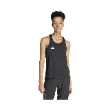 Musculosa deportiva negra con espalda estilo nadador y logo de Adidas estampado en blanco en el pecho.