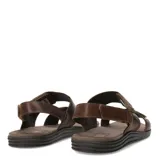 Sandalias de cuero marrón con doble tira con velcro y suela de goma.