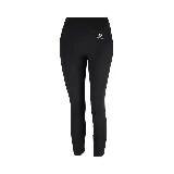 Calza deportiva Topper negra, corte 7/8, con cintura alta y logo estampado en la pierna izquierda.